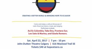 Hope @ Zero Fundraiser for Ecuador Saturday April 22, 2017